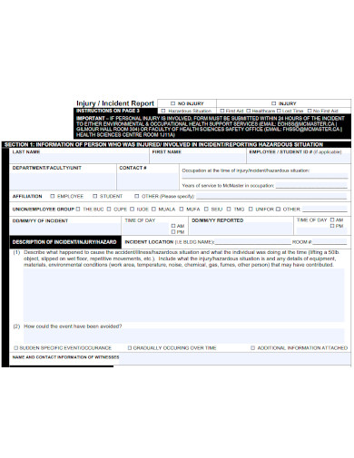 printable injury incident report