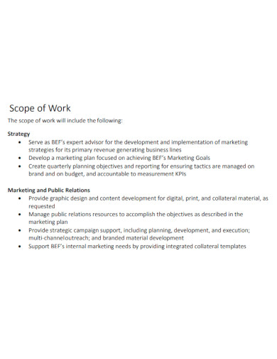 FREE 10  Marketing Scope of Work Samples in PDF
