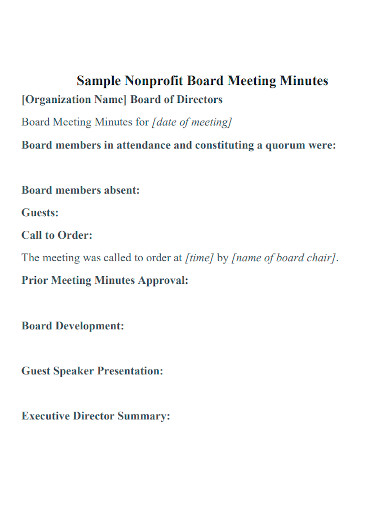 printable non profit board meeting minutes