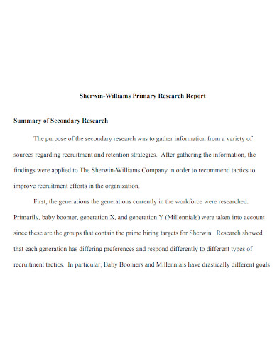 printable primary research report