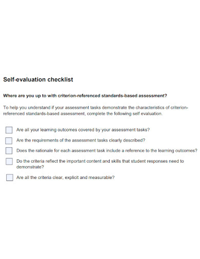 printable self evaluation checklist