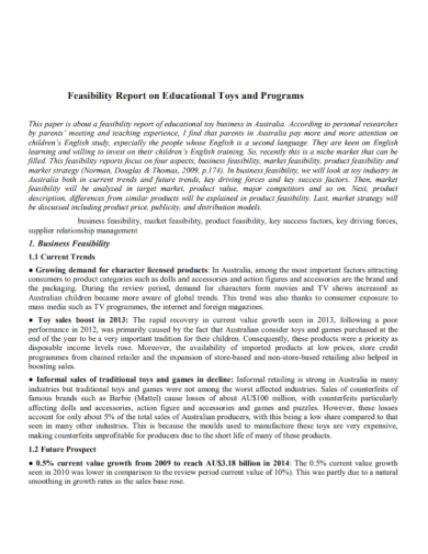 product education feasibility report