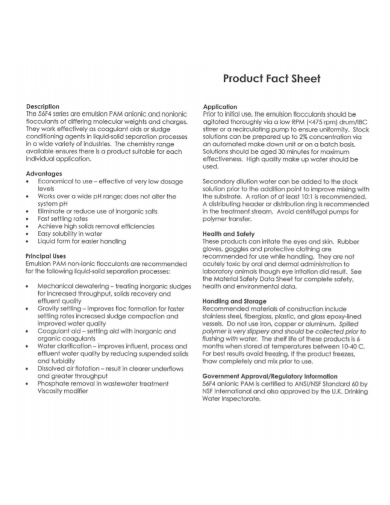 product fact sheet