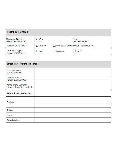 product incident report form