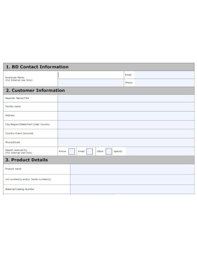 product incident report format