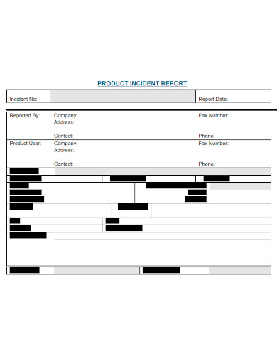 product incident report sample