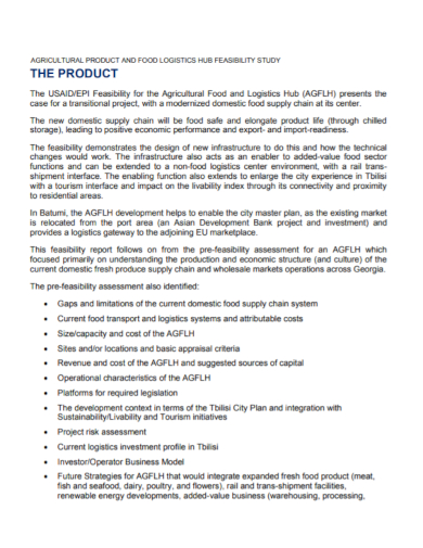 product logistics feasibility report