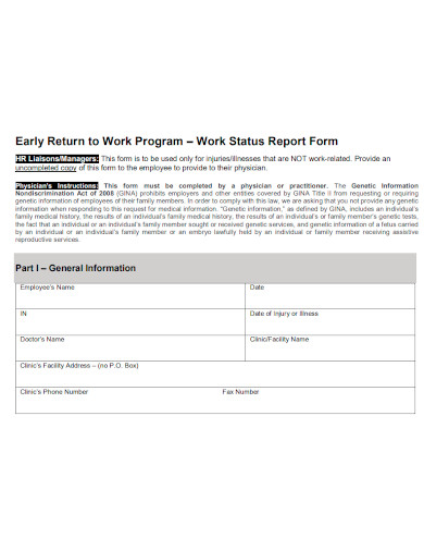 professional work status report
