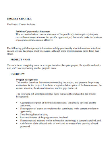 project opportunity problem statement