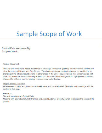 project scope of work sample