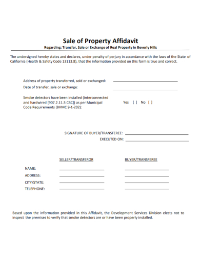 property sale affidavit of buyer transferee