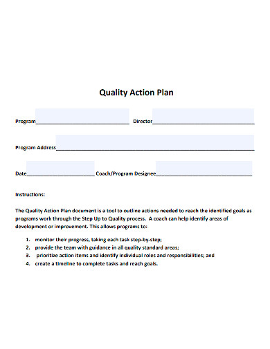 quality action plan sample