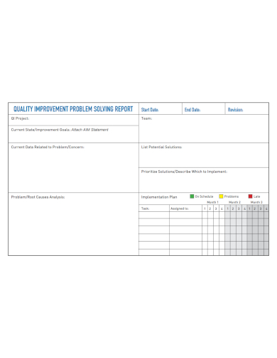 quality improvement problem solving report