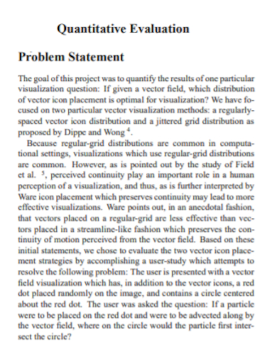 quantitative evaluation problem statement