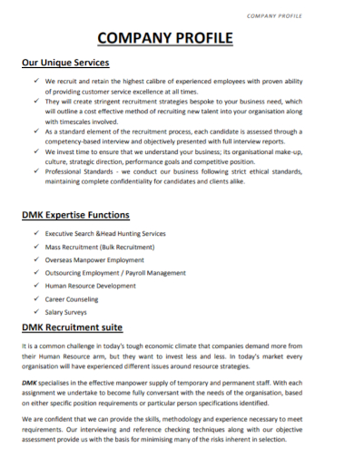 recruitment suite company profile
