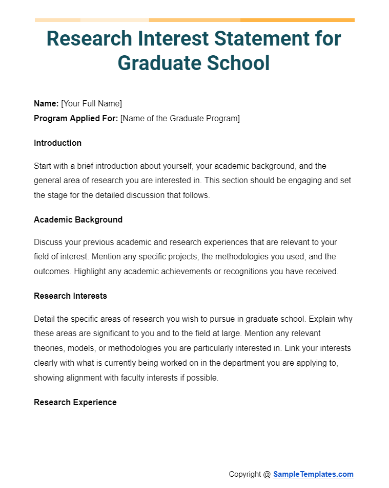 research interest statement for graduate school