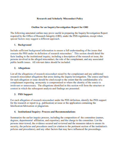research policy investigation report