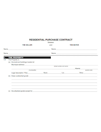 residential purchase contract sample