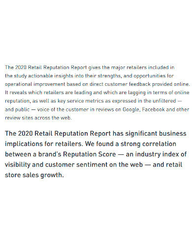 retail business reputation report