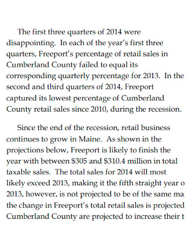 retail sales business report