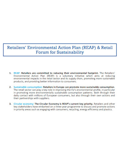 retailers environmental action plan