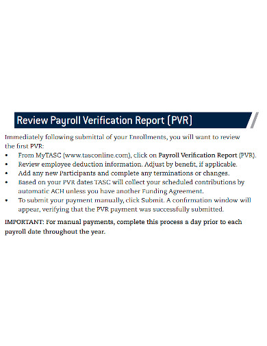 review payroll verification report