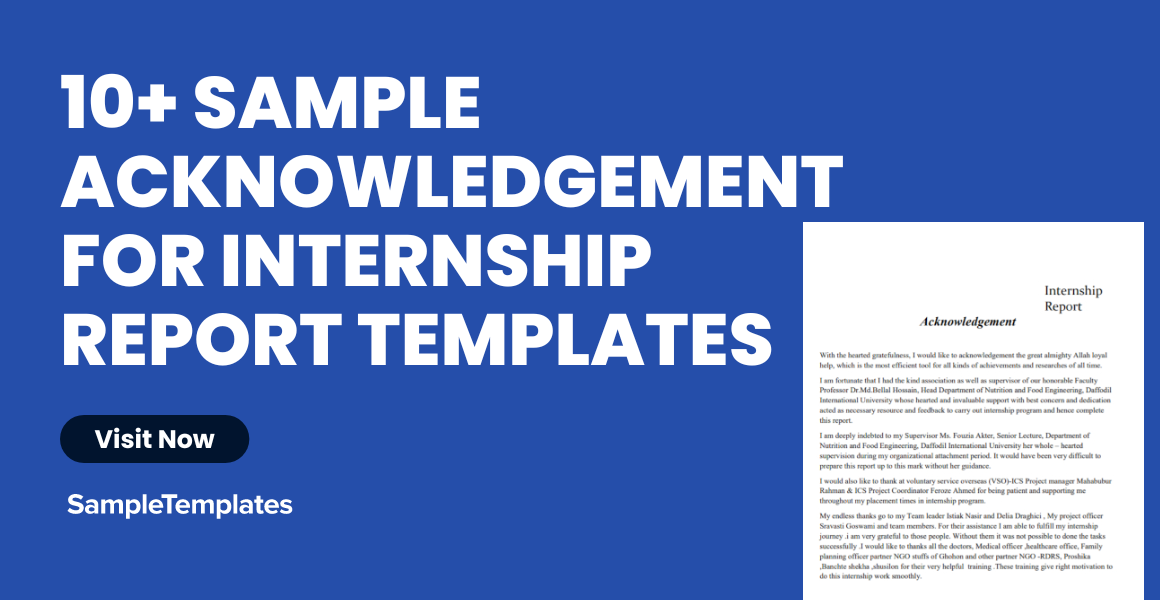 sample acknowledgement for internship report templates