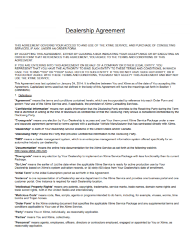 sample dealership access agreement