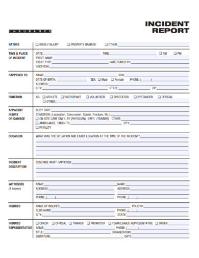 sample insurance incident report