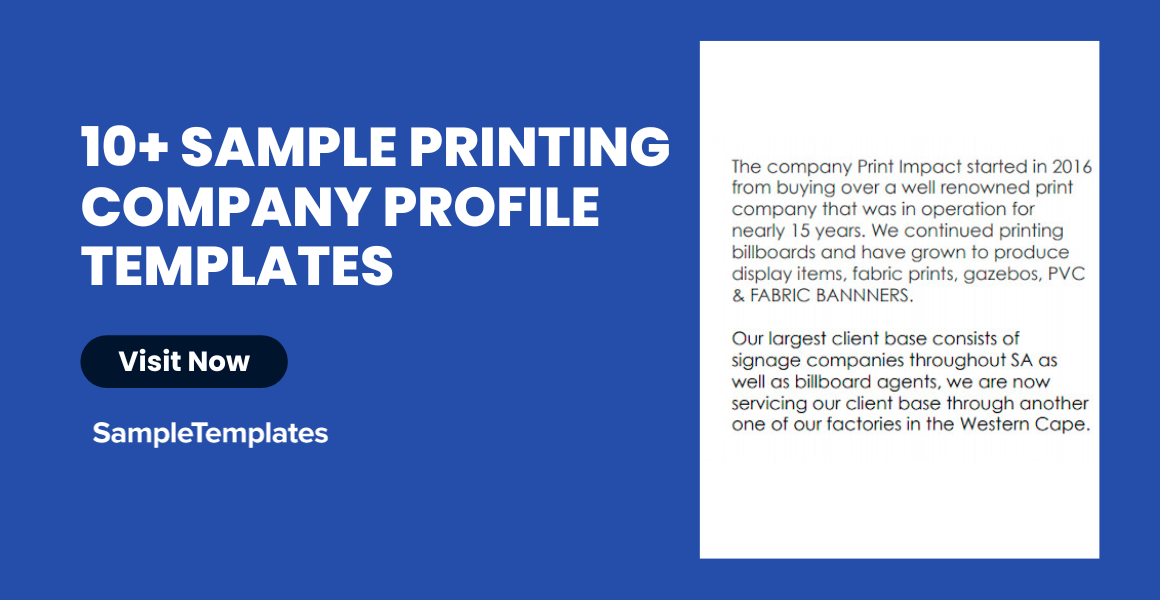 sample printing company profile template