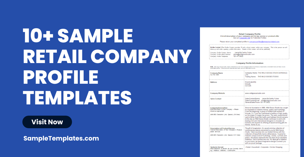 Sample Retail Company Profile Templates
