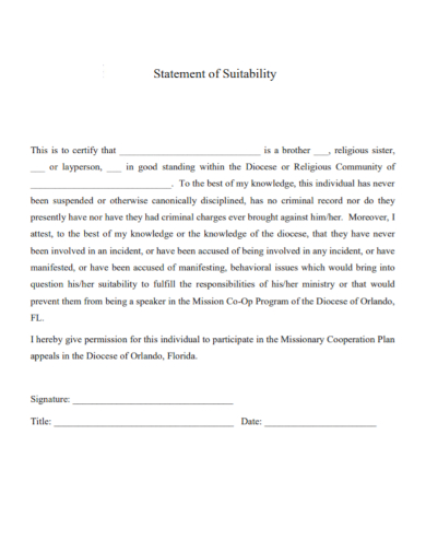 sample suitability statement