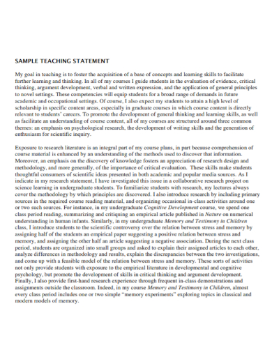 sample teaching statement