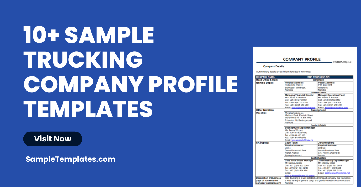 sample trucking company profile templates