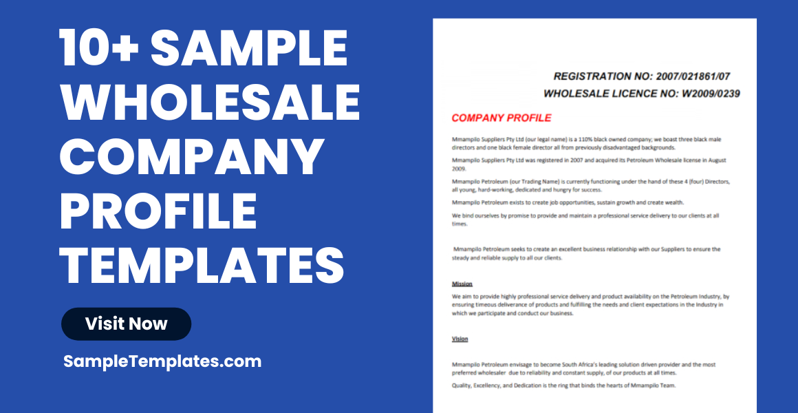 sample wholesale company profile template
