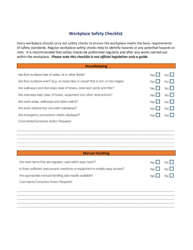 sample workplace safety checklist