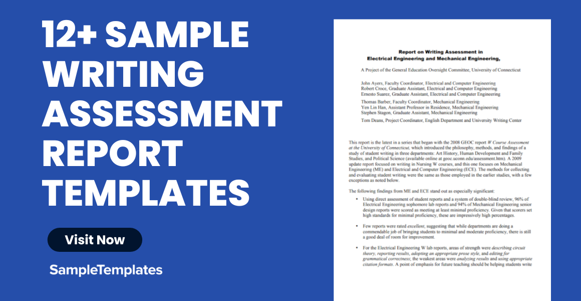 sample writing assessment report template