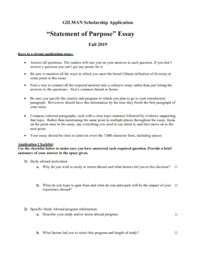 scholarship application statement of purpose