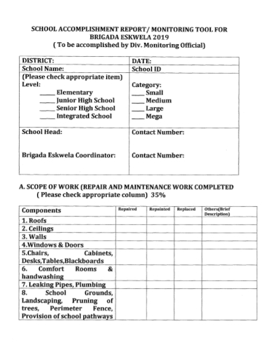 school accomplishment report