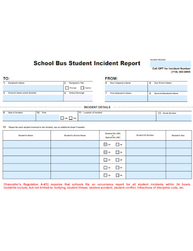 school bus incident report