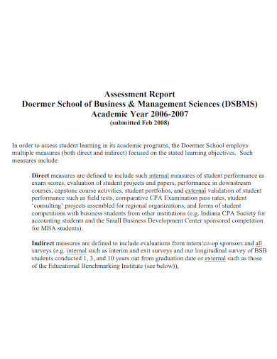 school business assessment report
