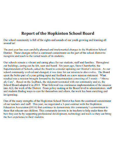 school business report format