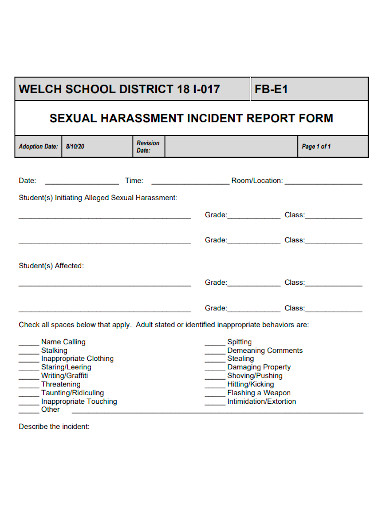 school harassment incident report