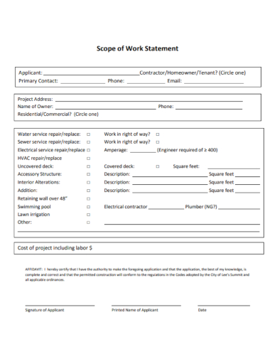 scope of work statement