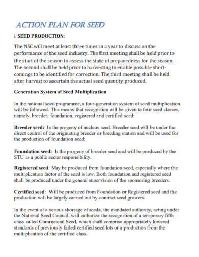 seed production action plan