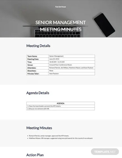 senior management meeting minutes