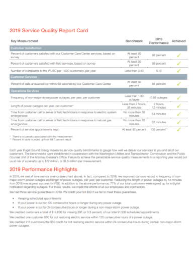 service quality report card