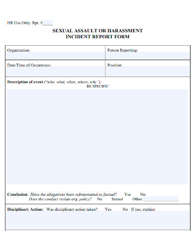 sexual harassment incident report