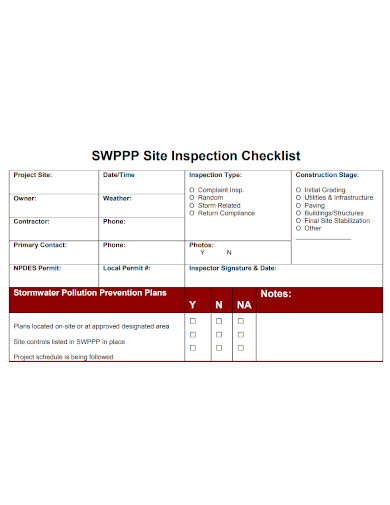 site inspection checklist format