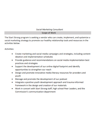 social marketing consultant scope of work